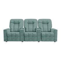 Poltrona Reclinável Para Cinema 3 Lugares Sora Veludo Azul Claro FH1 - D'Rossi Poltrona Reclinável Para Cinema 3 Lugares Sora Veludo Azul Claro FH1 - D'Rossi