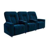 Poltrona Reclinável Para Cinema 3 Lugares Sora Veludo Azul Marinho FH1 - D'Rossi Poltrona Reclinável Para Cinema 3 Lugares Sora Veludo Azul Marinho FH1 - D'Rossi