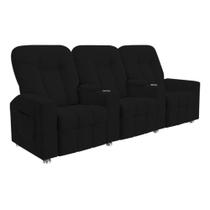 Poltrona Reclinável Para Cinema 3 Lugares Sora Veludo Preto Fh1 - D'rossi Poltrona Reclinável Para Cinema 3 Lugares Sora Veludo Preto Fh1 - D'rossi