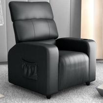Poltrona Reclinável para Sala Hull Sintetico Preto