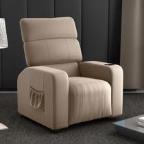 Poltrona Reclinável para Sala Hull Veludo Turkey Cappuccino