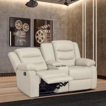 Poltrona Reclinável Sala de Cinema 2 Lugares Massagem Aquecimento Hollywood Manual Porta Copos Baú Central PU Bege G94 - Gran Belo Poltrona Reclinável Sala de Cinema 2 Lugares Massagem Aquecimento Hollywood Manual Porta Copos Baú Central PU Bege G94 - Gran Belo