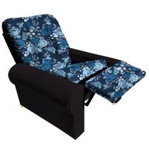 Poltrona reclinavel sala de estar astra preto floral 40 aguias decor