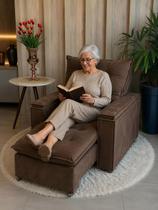 Poltrona Reclinável Sofá Confortável Com Porta Copos Pulse Estofado Tecido Suede Poltrona Reclinável Sofá Confortável Com Porta Copos Pulse Estofado Tecido Suede