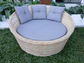 Poltrona Redonda 1.55m Chaise Jardim Varanda Área Externa Alumínio e Fibra Sintética Cor Natural Poltrona Redonda 1.55m Chaise Jardim Varanda Área Externa Alumínio e Fibra Sintética Cor Natural