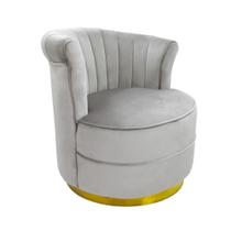 Poltrona Redonda Moderna Estofado Cinza Base Metal Luxo Poltrona Redonda Moderna Estofado Cinza Base Metal Luxo