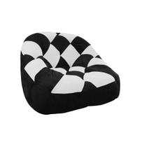 Poltrona Redonda Tipo Puff Dama Suede Preto E Branco - D'rossi Poltrona Redonda Tipo Puff Dama Suede Preto E Branco - D'rossi