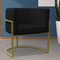 Poltrona Reforçada Decorativa Sala Carla Base Ferro Dourada Suede