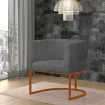 Poltrona Reforçada Decorativa Sala Estar Jantar Gabriela Base Ferro Bronze Suede