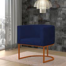 Poltrona Reforçada Decorativa Sala Estar Jantar Gabriela Base Ferro Bronze Suede