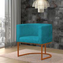 Poltrona Reforçada Decorativa Sala Estar Jantar Gabriela Base Ferro Bronze Suede