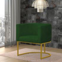 Poltrona Reforçada Decorativa Sala Estar Jantar Gabriela Base Ferro Dourado Suede