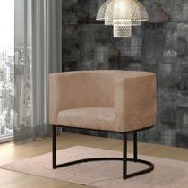 Poltrona Reforçada Decorativa Sala Estar Jantar Gabriela Base Ferro Preta Suede