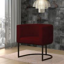 Poltrona Reforçada Decorativa Sala Estar Jantar Gabriela Base Ferro Preto Suede Marsala