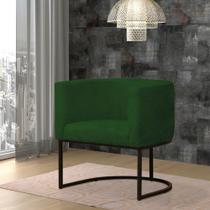 Poltrona Reforçada Decorativa Sala Estar Jantar Gabriela Base Ferro Preto Suede Verde