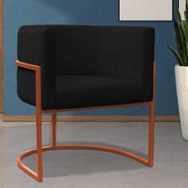 Poltrona Reforçadas Decorativa Sala de Estar Carla Base Ferro Bronze Suede