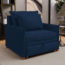 Poltrona Retrátil Cama Solteiro 2 em 1 Zia Confortável e Funcional Veludo Azul Marinho - Desk Design