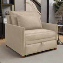 Poltrona Retrátil Cama Solteiro 2 em 1 Zia Confortável e Funcional Veludo Bege - Desk Design Poltrona Retrátil Cama Solteiro 2 em 1 Zia Confortável e Funcional Veludo Bege - Desk Design