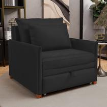 Poltrona Retrátil Cama Solteiro 2 em 1 Zia Confortável e Funcional Veludo Preto - Desk Design