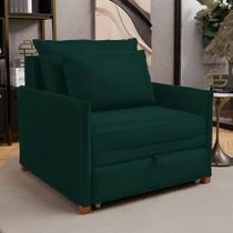 Poltrona Retrátil Cama Solteiro 2 em 1 Zia Confortável e Funcional Veludo Verde - Desk Design Poltrona Retrátil Cama Solteiro 2 em 1 Zia Confortável e Funcional Veludo Verde - Desk Design