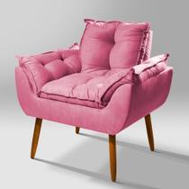 Poltrona Retrô Opala Suede Rosa - Belliv Decor Poltrona Retrô Opala Suede Rosa - Belliv Decor