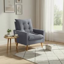 Poltrona Sala 92cm Visual Estofado Macio e Elegância Contemporânea para Sua Sala Cinza Claro Ester