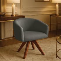 Poltrona Sala Base Giratória Madeira Arielle Suede Grafite D03 - D'rossi