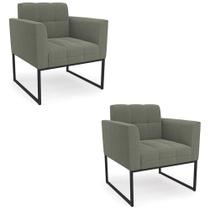 Poltrona Sala Base Industrial Preto Kit 2 Ana Bouclé Menta - Ibiza Poltrona Sala Base Industrial Preto Kit 2 Ana Bouclé Menta - Ibiza