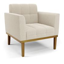 Poltrona Sala Base Madeira Fixa Castanho Elisa Bouclê D03 - DRossi