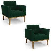 Poltrona Sala Base Madeira Fixa Castanho Kit 2 Elisa Bouclê Verde D03 - D'Rossi Poltrona Sala Base Madeira Fixa Castanho Kit 2 Elisa Bouclê Verde D03 - D'Rossi