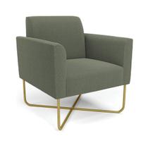 Poltrona Sala Base X Industrial Dourado Marisa Bouclê Pistache