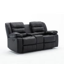 Poltrona Sala de Cinema Reclinável Manual Hollywood 2 Lugares Baú Massagem Aquecimento PU G94 - Gran Belo