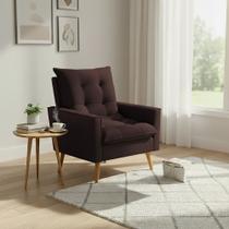 Poltrona Sala de Estar 92cm Estofado Elegante e Visual Aconchegante para Sua Sala Marrom Ester Poltrona Sala de Estar 92cm Estofado Elegante e Visual Aconchegante para Sua Sala Marrom Ester