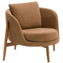 Poltrona Sala de Estar Austin Base Madeira Castanho Bouclé Terracota - Nexta Casa Poltrona Sala de Estar Austin Base Madeira Castanho Bouclé Terracota - Nexta Casa