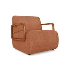 Poltrona Sala De Estar Braço De Madeira Hellen Bouclê K01 - D'rossi Cor Terracota Poltrona Sala De Estar Braço De Madeira Hellen Bouclê K01 - D'rossi Cor Terracota