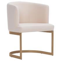 Poltrona Sala de Estar Cléo Base Ouro Fosco Linho Cru - Nexta Casa Poltrona Sala de Estar Cléo Base Ouro Fosco Linho Cru - Nexta Casa