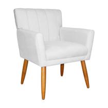 Poltrona Sala de Estar Decorativa Cecília Suede Branco - Belliv Decor