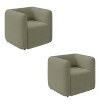 Poltrona Sala de Estar Decorativa Kit 2 Laguna Bouclê Verde K01 - D'Rossi