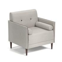 Poltrona Sala de Estar Eloah Linho Gelo 2 Almofada Solta Pés Palito