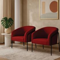 Poltrona Sala de Estar Industrial Alta Preto Kit 2 Stella Veludo Marsala D03 - D Rossi Poltrona Sala de Estar Industrial Alta Preto Kit 2 Stella Veludo Marsala D03 - D Rossi