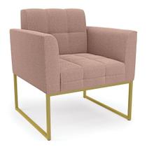 Poltrona Sala De Estar Industrial Dourado Elisa Bouclê Rosê D03 - D'rossi Poltrona Sala De Estar Industrial Dourado Elisa Bouclê Rosê D03 - D'rossi