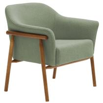 Poltrona Sala de Estar Luna Base Madeira Castanho Bouclé Verde Claro - Nexta Casa Poltrona Sala de Estar Luna Base Madeira Castanho Bouclé Verde Claro - Nexta Casa