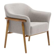 Poltrona Sala de Estar Luna Base Madeira Castanho Linho Cinza Claro - Nexta Casa Poltrona Sala de Estar Luna Base Madeira Castanho Linho Cinza Claro - Nexta Casa