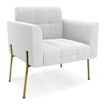 Poltrona Sala De Estar Pé De Ferro Dourado Elisa Bouclê Off White D03 - D'rossi