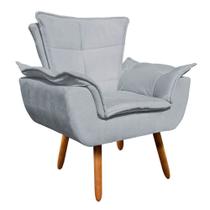 Poltrona Sala de Estar Pé Palito de Madeira Opala Suede Poltrona Sala de Estar Pé Palito de Madeira Opala Suede