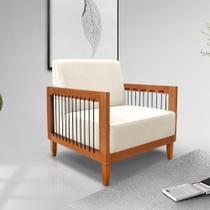 Poltrona Sala de Estar Pés Madeira Maciça Corda Náutica Preta 75cm Manila Linho Off White Rústico G63 - Gran Belo Poltrona Sala de Estar Pés Madeira Maciça Corda Náutica Preta 75cm Manila Linho Off White Rústico G63 - Gran Belo