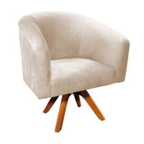 Poltrona Sala Decorativa Base Giratória Madeira Stella Suede Bege D03 - D'Rossi Poltrona Sala Decorativa Base Giratória Madeira Stella Suede Bege D03 - D'Rossi