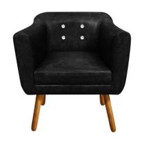 Poltrona Sala Decorativa com Strass Julia Pé Palito Castanho Sintético Pu Preto M11 DRossi Poltrona Sala Decorativa com Strass Julia Pé Palito Castanho Sintético Pu Preto M11 DRossi