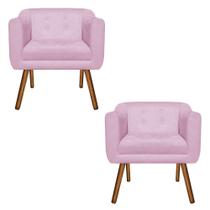 Poltrona Sala Decorativa com Strass Kit 2 Julia Pé Palito Castanho Suede M11- D'Rossi