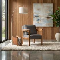 Poltrona Sala Decorativa Dallas Estofada Boucle Cinza Base Madeira Castanho Poltrona Sala Decorativa Dallas Estofada Boucle Cinza Base Madeira Castanho